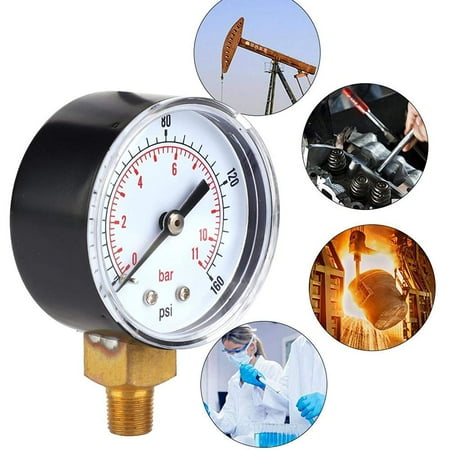Pressure Gauge Clear Readings 1//8 BSPT Air Pressure Gauge for air 0-160psi 0-11bar